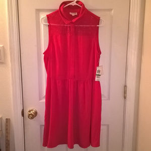 Maison Jules Sleeveless Lace Trim Shirt Dress L